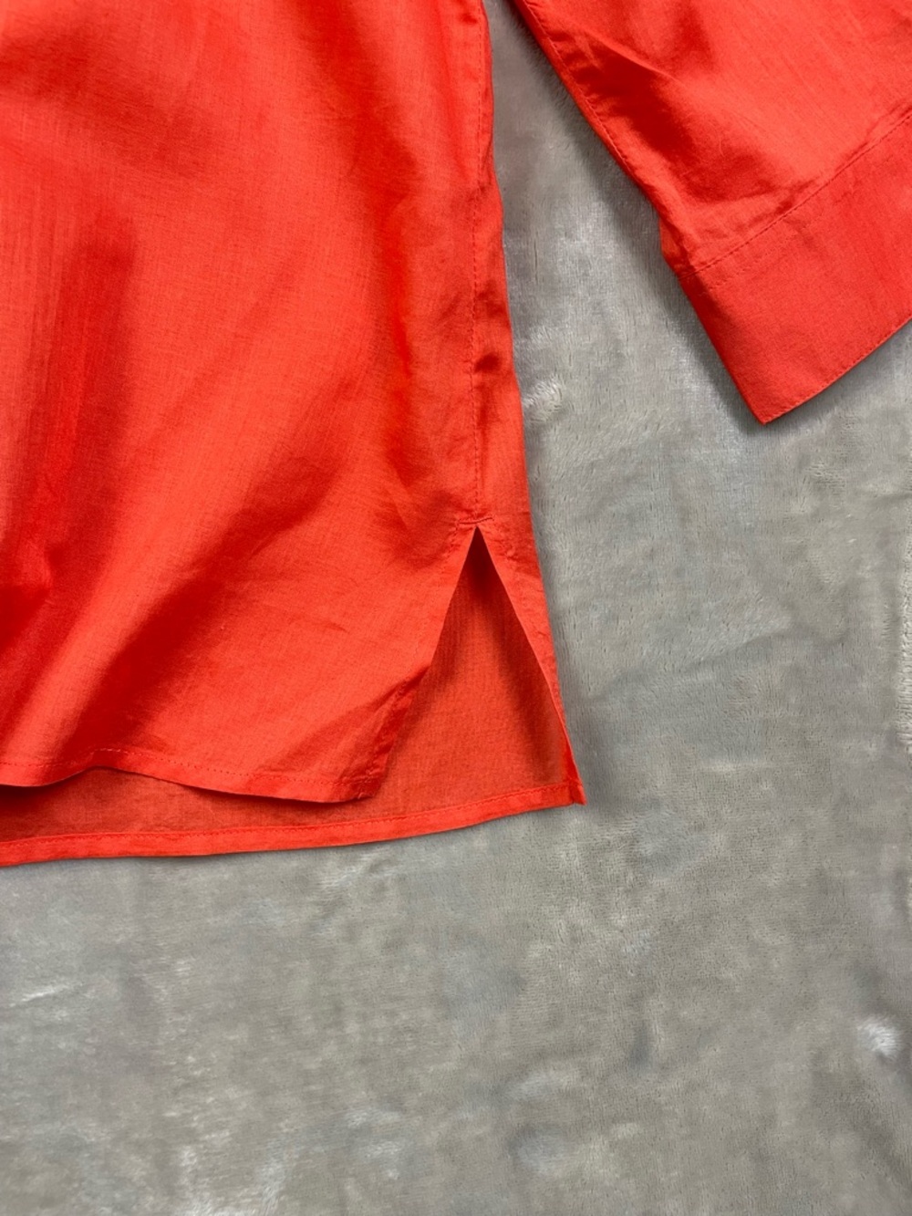 Chico's Button Up Lightweight Orange 100% Cotton 3/4 Sleeve/Roll up sleeve - Picture 5 of 9